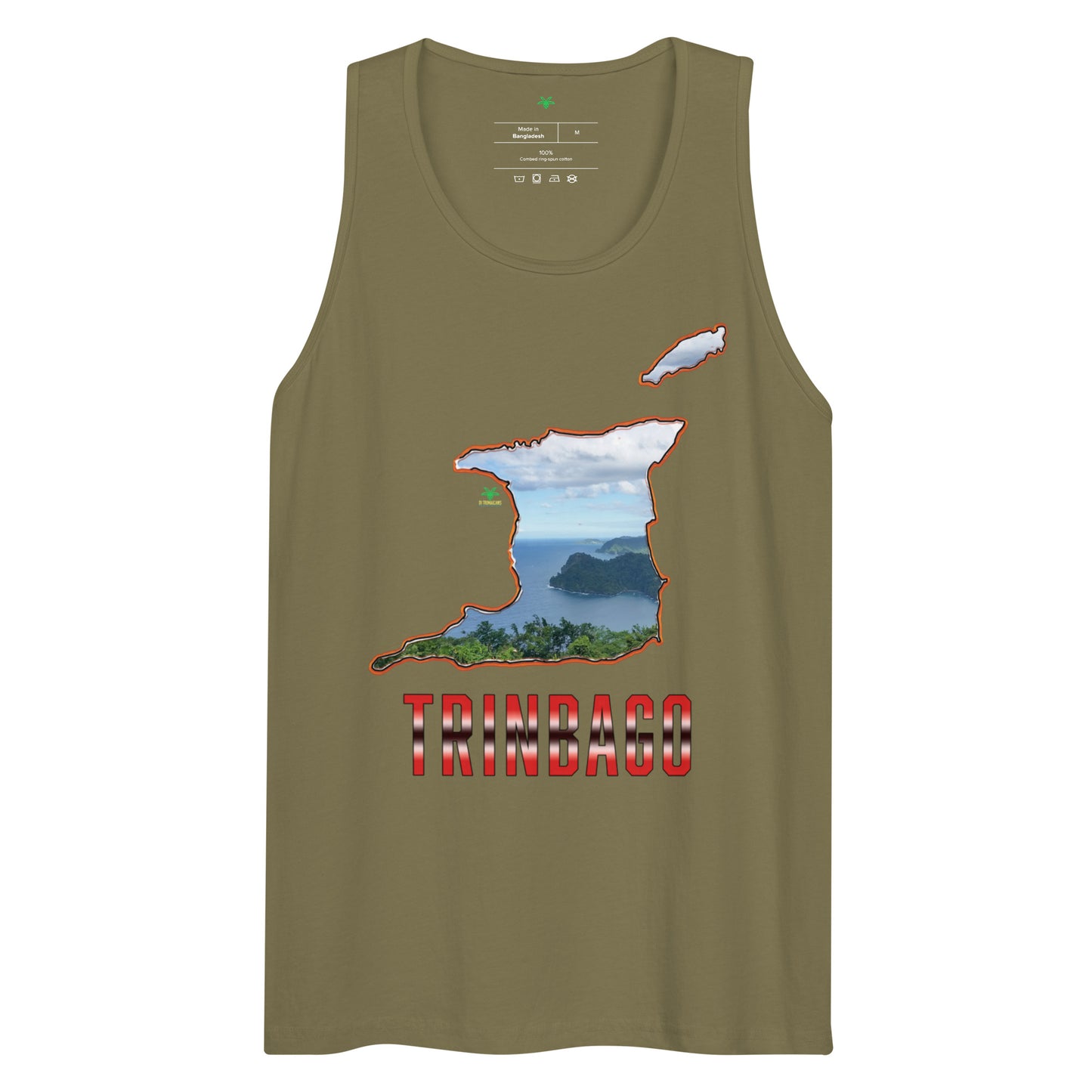 TRINBAGO Map & Photo, Maracas Bay Trinidad & Tobago Premium Men tank top