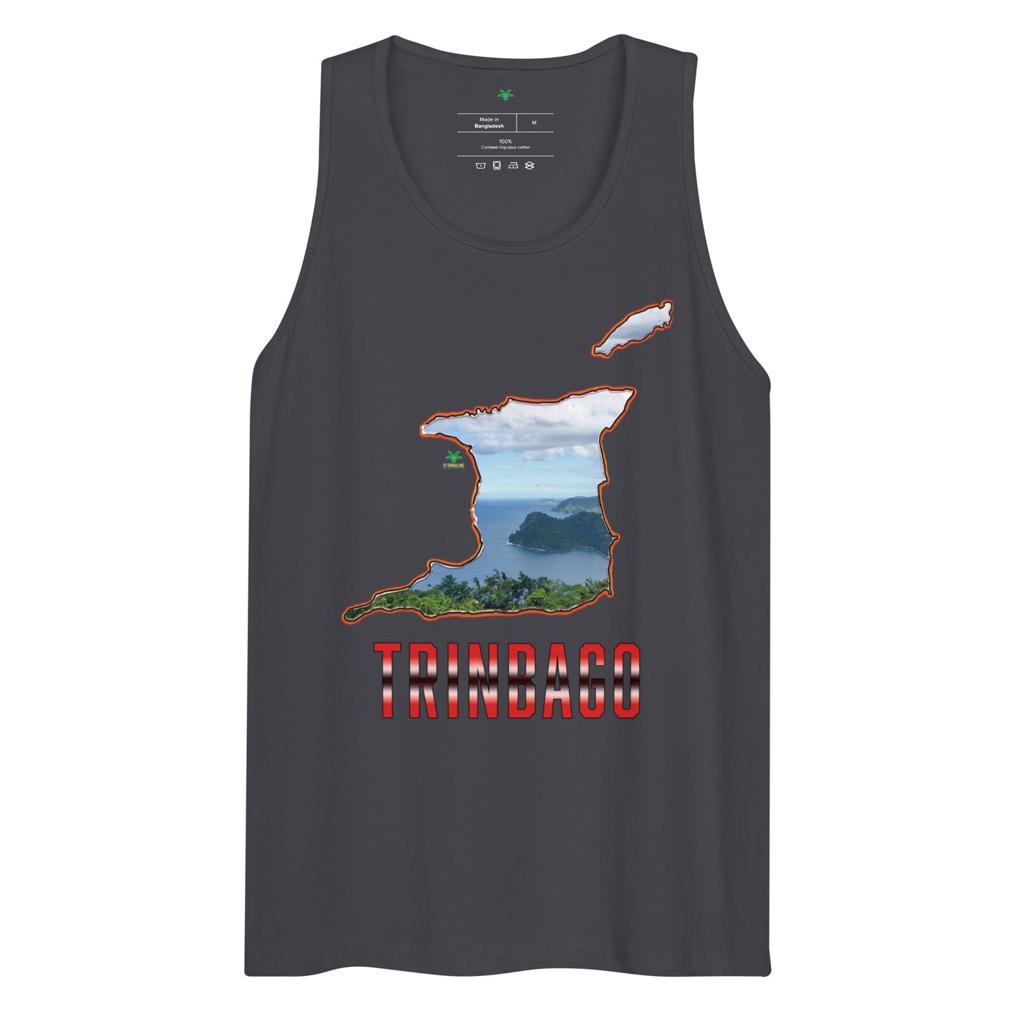 TRINBAGO Map & Photo, Maracas Bay Trinidad & Tobago Premium Men tank top