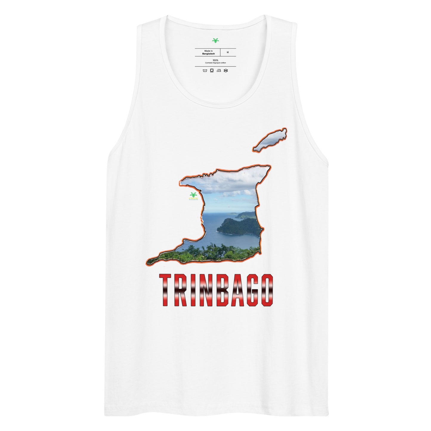 TRINBAGO Map & Photo, Maracas Bay Trinidad & Tobago Premium Men tank top