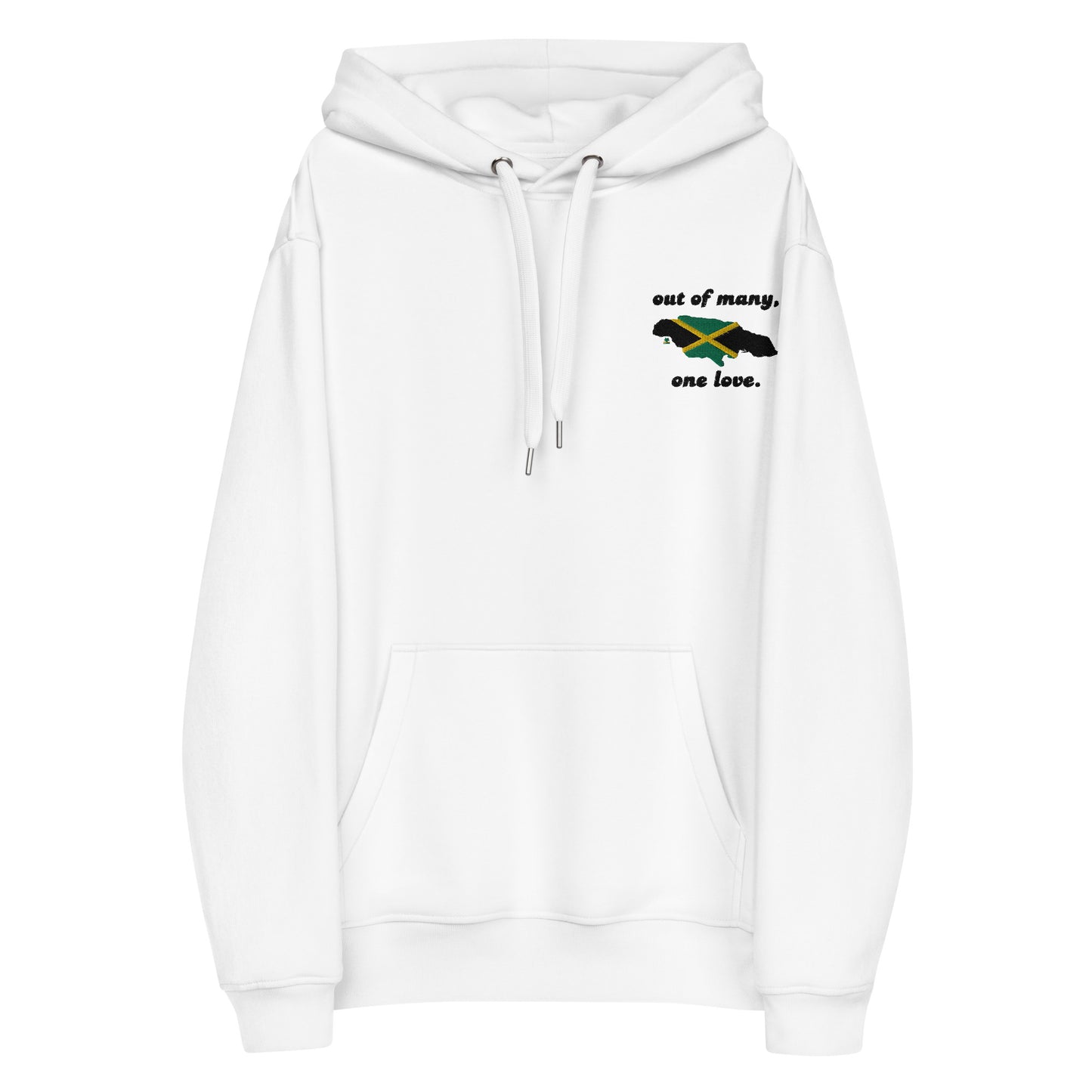 Out of Many, One Love, Map & Flag of Jamaica Premium Hoodie