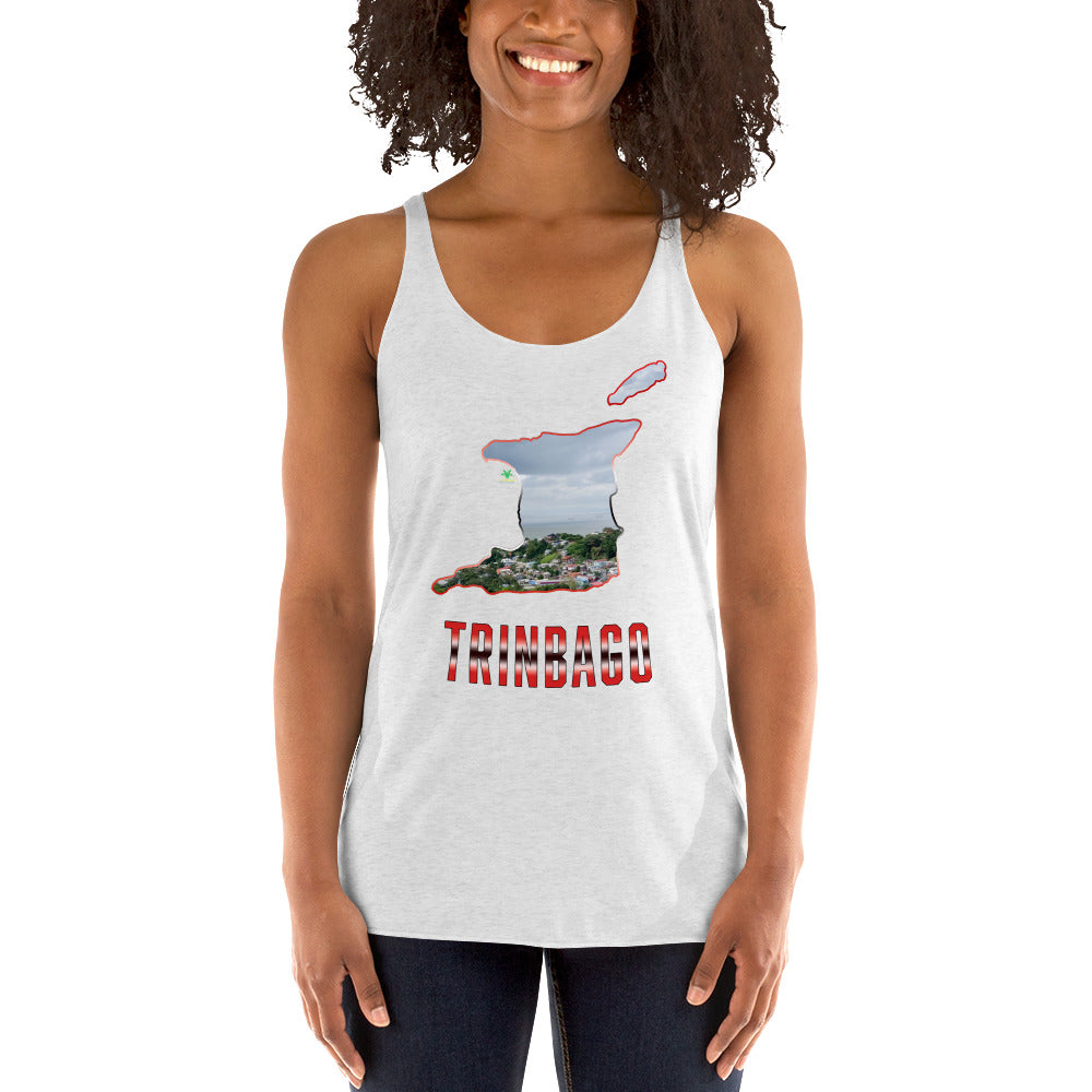 TRINBAGO Map & Photo of Trinidad & Tobago, San Fernando Women's Racerback Tank