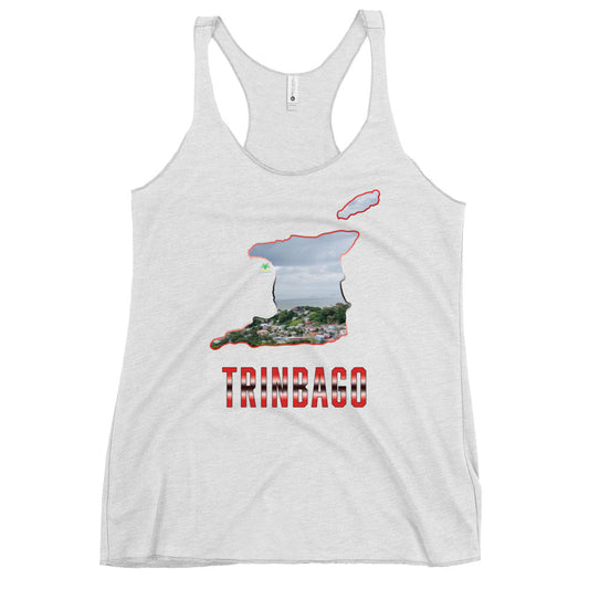 TRINBAGO Map & Photo of Trinidad & Tobago, San Fernando Women's Racerback Tank