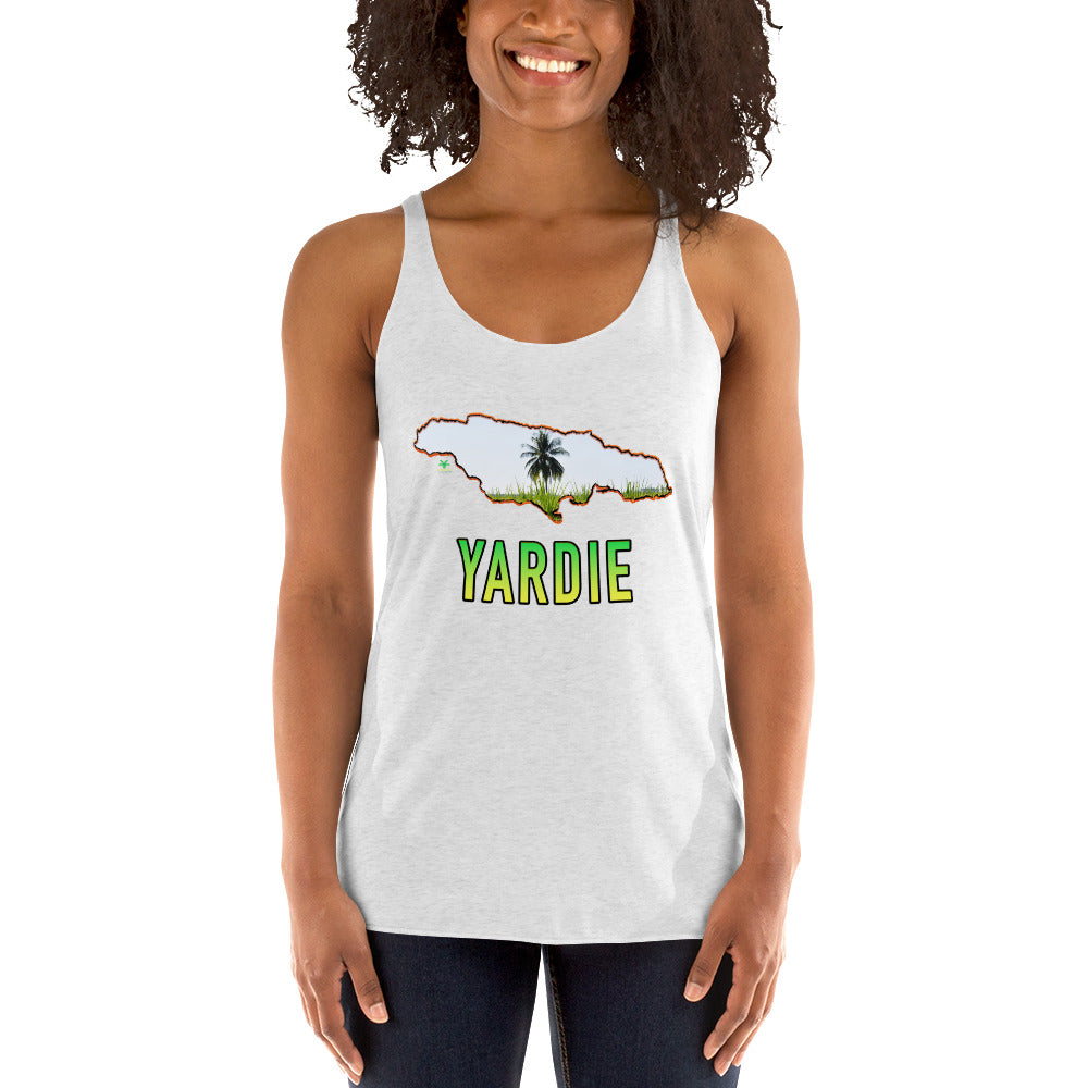 YARDIE Map & Photo of Jamaica, St. Elizabeth Women's Racerback Tank