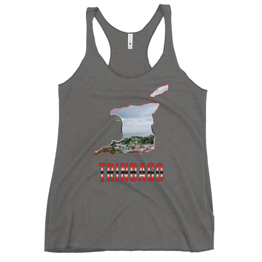 TRINBAGO Map & Photo of Trinidad & Tobago, San Fernando Women's Racerback Tank